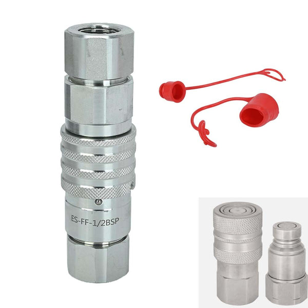 1/2" BSP Flat Face Hydraulic Couplers Skid Steer Bobcat Quick Connect Fittings