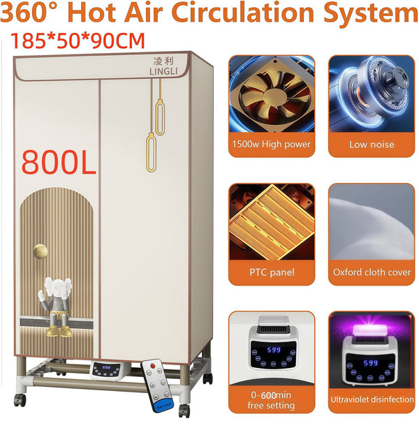 2300W Electric Portable Clothes Dryer Negative Ion Clothes Heater Quickly Drying