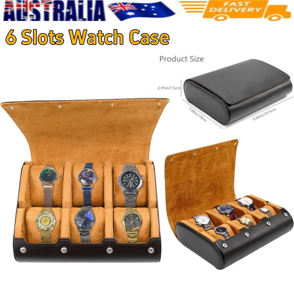 6 Slots Watch Case - Luxury Watch Roll 6 Slots Travel Box Recycled Leather Case