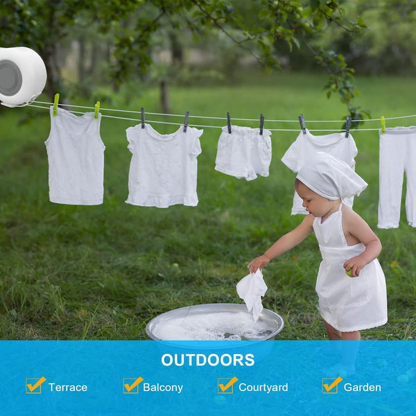 Double Retractable Washing Lines Heavy Duty Clothes Line Indoor Outdoor 30M Long