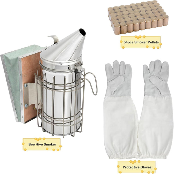 12pcs Beekeeping Equipment Beekeeper Suit Protective Tools with Gloves Beekeeper