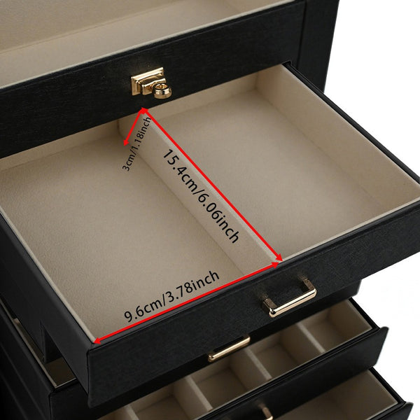 Large Jewelry Box Organizer Leather Jewelry Storage Case Earring Bracelet Holder