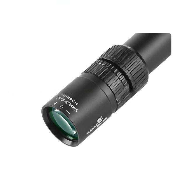 Rifle Scope 1.2-6x24 MOA Reticle Clear Green-Coated Lens Flip-Back Lens Covers