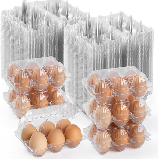 100X Large Egg Cartons 6/12 Eggs Holder PET Empty Chicken Egg Tray Freezer Safe