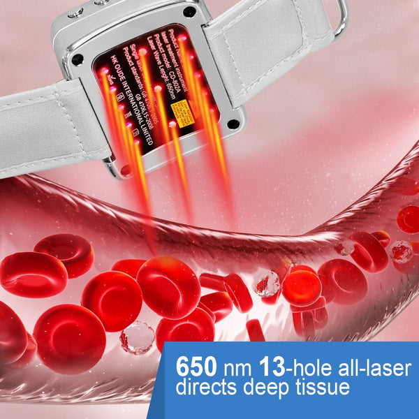 650nm Laser 13 Holes Physiotherapy Wrist Watch LLLT Treat for Hypertension