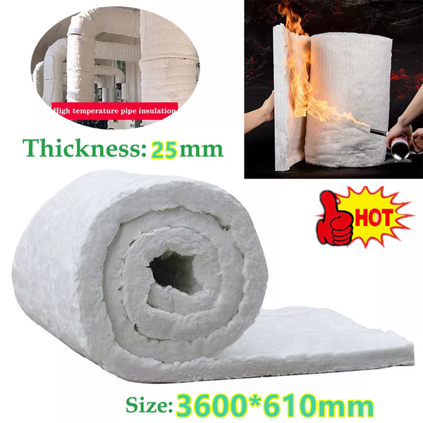 Ceramic Fiber Blanket High Temperature Thermal Fireproof Insulation mat 0.6x3.6M