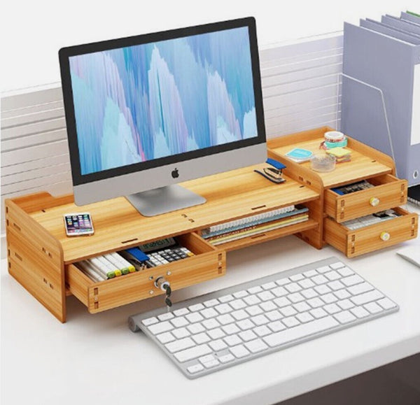 Monitor Stand Riser with Drawers Desktop Organizer 2-Tier for Laptop Computer