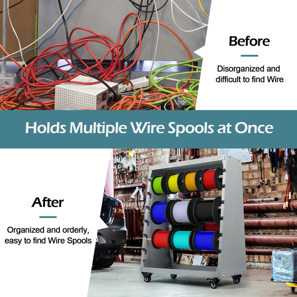 Spool Rack Trolley Wire Cable Stand Electrical Wire Holder Conduit Storage Cart