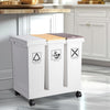 60L Removable Rubbish Bin 3 Compartment Trash Can Waste Rubbish Recycling