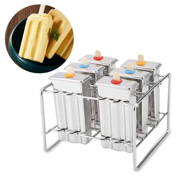 6pcs/10pcs Popsicle Molds Ice Lolly Mould Stainless Steel Ice Cream Holder Maker