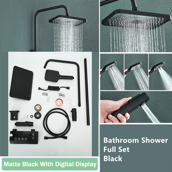 Bathroom Shower Set LED Display Piano Keys Shower Hot Cold Shower Faucet WELS