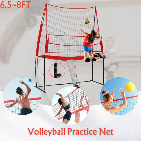 Adjustable Volleyball Practice Net w/ Sturdy Steel Frame Carry Bag 6.5-8FT AU