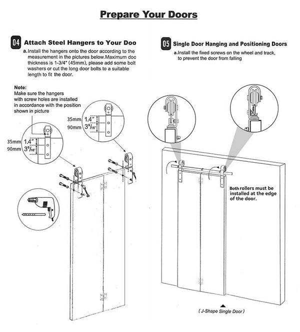 6FT Barn Door Hardware Closet Track Kit 4 Door Gear Set 150kg Barn Door Track