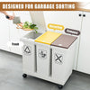 60L Removable Rubbish Bin 3 Compartment Trash Can Waste Rubbish Recycling