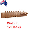 Walnut Wood Coat Rack 12 Hooks Piano Shape Wall Mounted Wall Hanger Clothes Hook