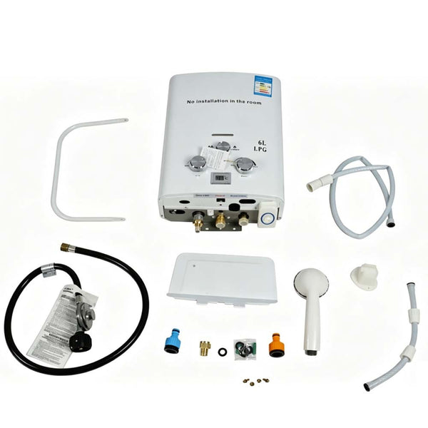 6L LPG Portable Tankless Water Heater Outdoor for RV Trips, Camping, Boat Cabins
