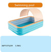 118" Inflatable Swimming Pool with Sun Shade Large Slide Kits Kids Water Playing