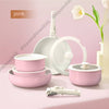 11Pcs Pink pots and Pans Set Removable Handle Nonstick Cookware Set Space Saving