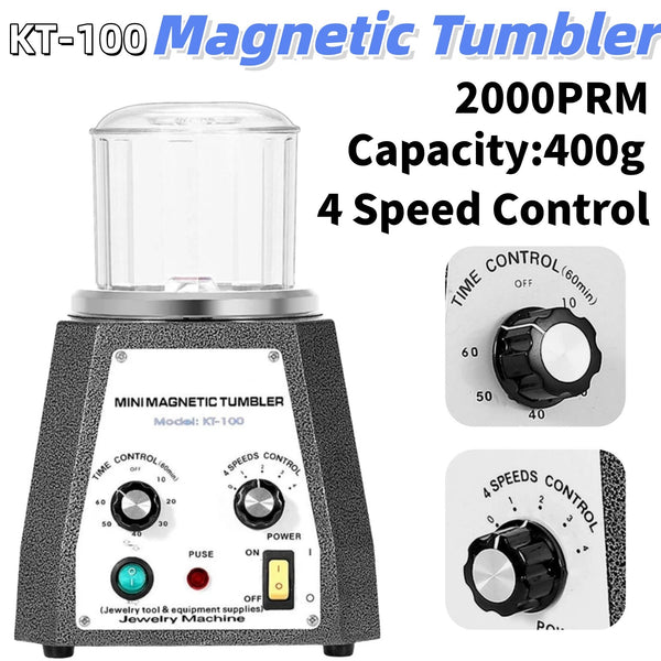Magnetic Tumbler Surface Polisher Jewelry Finish Machine 2000RPM 4-Speed