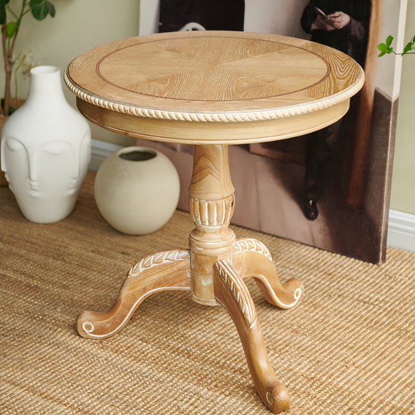 Wooden Round End Table  Round Wooden Coffee Table For Living Room Vintage Accent
