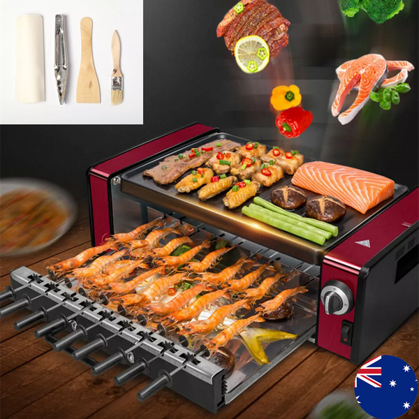 Electric BBQ Kebab Grill Machine Automatic Rotating Skewers Smokeless Barbecue