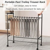 Pants Organizer Rack Trolley with 24 Double Hangers Rolling Trouser Metal Rack