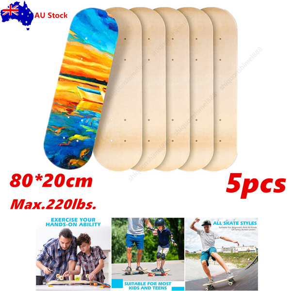 5pcs 8" Blank Skateboard Decks Natural Maple Skate Board Deck Double Concave AU