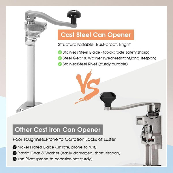 Commercial Can Opener Heavy Duty Manual Table Can Opener with Plated Steel Base