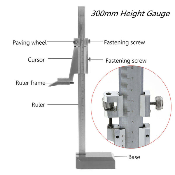 Digital Height Aperture Depth Gauge Height Vernier Caliper Pocket Ruler 0-300mm