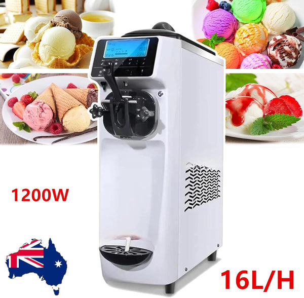 Commercial Ice Cream Machine 16L/H 1200W Countertop Soft Serve Maker LED Display