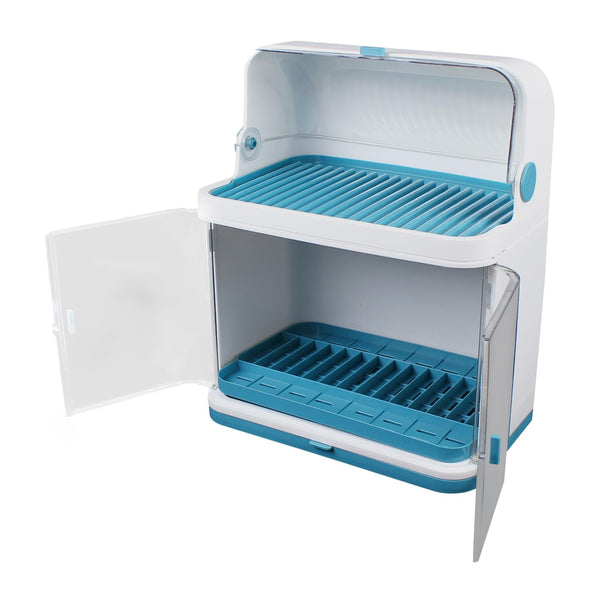 2 Tier Dish Drying Rack with Lid Cover Kitchen Cabinet Organizer for Plates Bowl