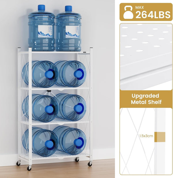 4Tier Folding Shelf with Wheel Storage Rack Cart for Kitchen Pantry Laundry Room