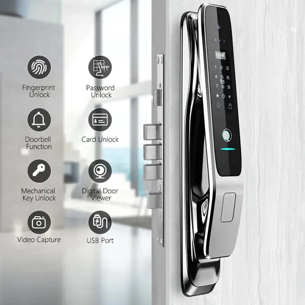 Smart Door Lock 3D Face Recognition w/ Video Doorbell Camera WiFi Fingerprint