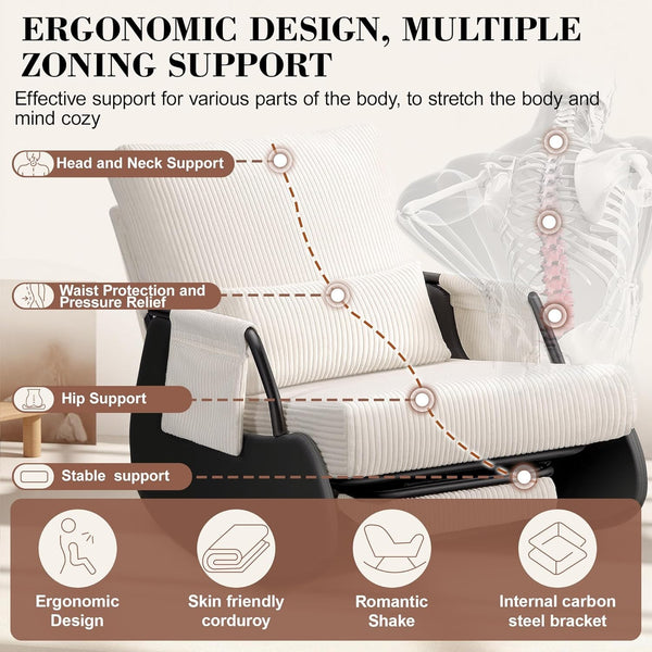 Rocking Chair Recliner Lounge Chair Adjustable Leisure Rocker Recliner Gifts AU