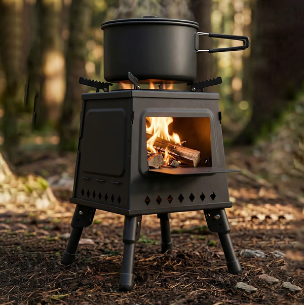 Wood Burning Camping Stove & Bag for Backpacking Outdoor Cooking Heating
