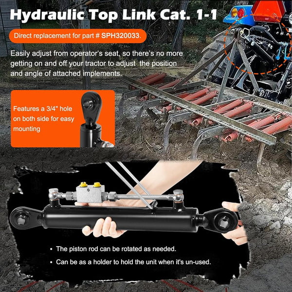 Tractor Hydraulic Top Link Kit w/ Hose & Safety Lock Valve Tractor Parts AU