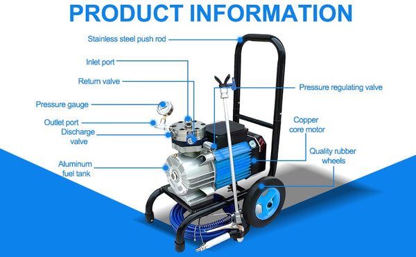 6KW Airless Paint Sprayer 16L/Min Electric Painting Spray Machine Deck Spraying
