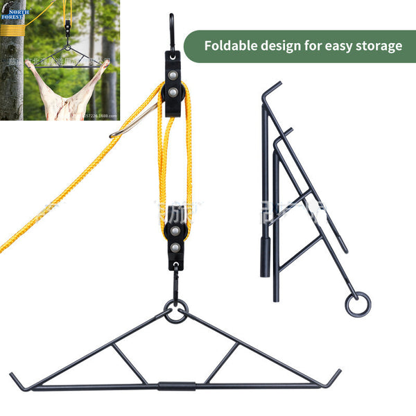 Deer Hanger Elk Hoist Pulley Lift System with Gambrel Hunting Game Hanging Kit