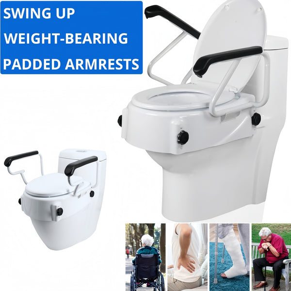 Toilet Seat Risers Raised Toilet with Armrest Adjustable Height for the Elderly