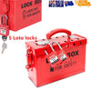 Padlock Group Lockbox Lockout Tagout Box Security 13 Guage with 5 Loto Locks AU