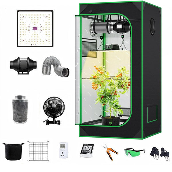 Grow Tent Complete Kit 100W LED Grow Light + Carbon Filter Combo Growbox