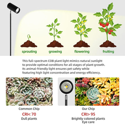 LED Grow Light Full Spectrum Plant Growing Lamp Adjustable Height With Timer