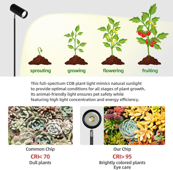 LED Grow Light Full Spectrum Plant Growing Lamp Adjustable Height With Timer