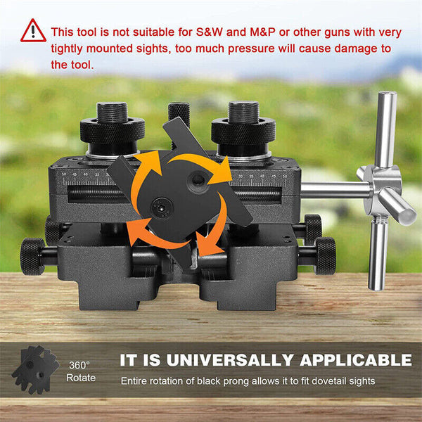 Pistol Sight Pusher Tool Front & Rear Sight Prong Assembly Heavy Duty Reversible