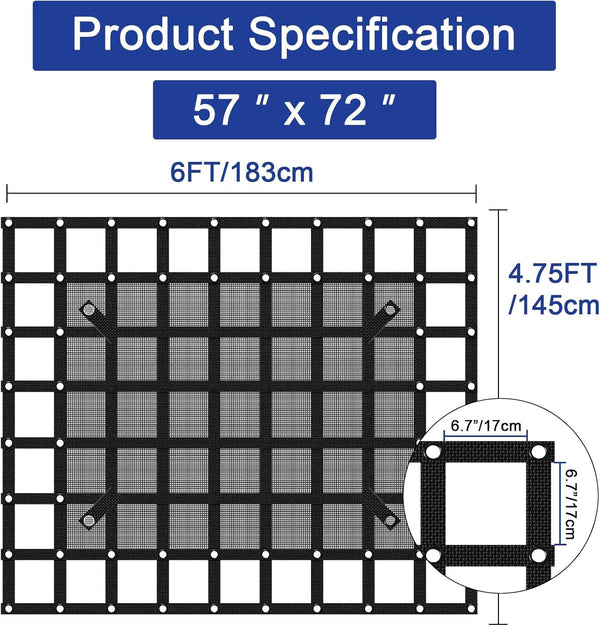 Heavy Duty Cargo Net 57"x72" or 81"x96" with Mesh Truck Bed Cargo Net Organizer