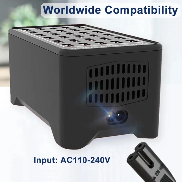 40 Port Multi USB Charger Station AC Adapter Wall Hub Multi Dock Charger Travel