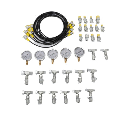 Hydraulic Pressure Test Kit 5 Gauges 5 Test Hoses 13 Couplings 14 Tee Connectors