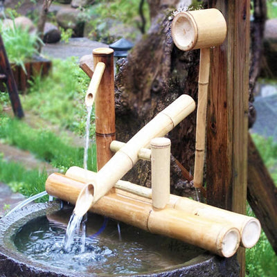 Bamboo Fountain with Pump Japanese Rocking Fountains Kit Bamboo Water Fountain