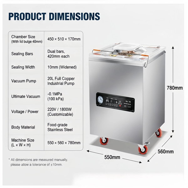 Heavy Duty Full Automatic Chamber Vacuum Sealer Machine Dry Wet Food Packing