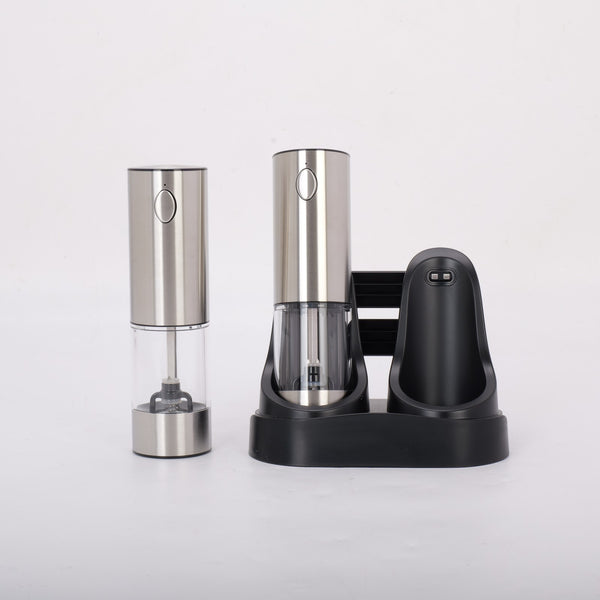 2pcs Electric Salt And Pepper Grinder Set Rechargeable Auto Mill w/Charging Base